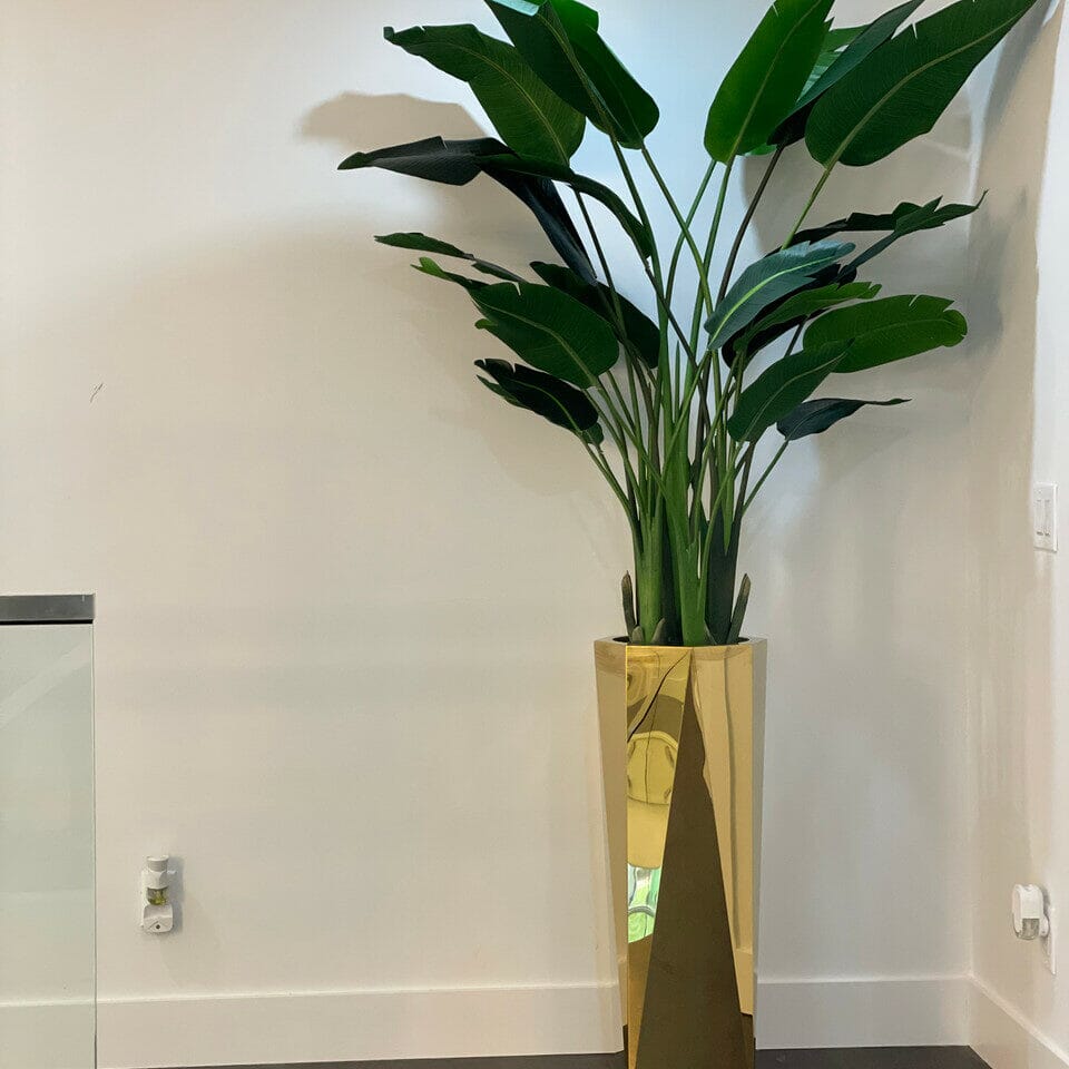 Golden prism vase with Bird of Paradise (7′)