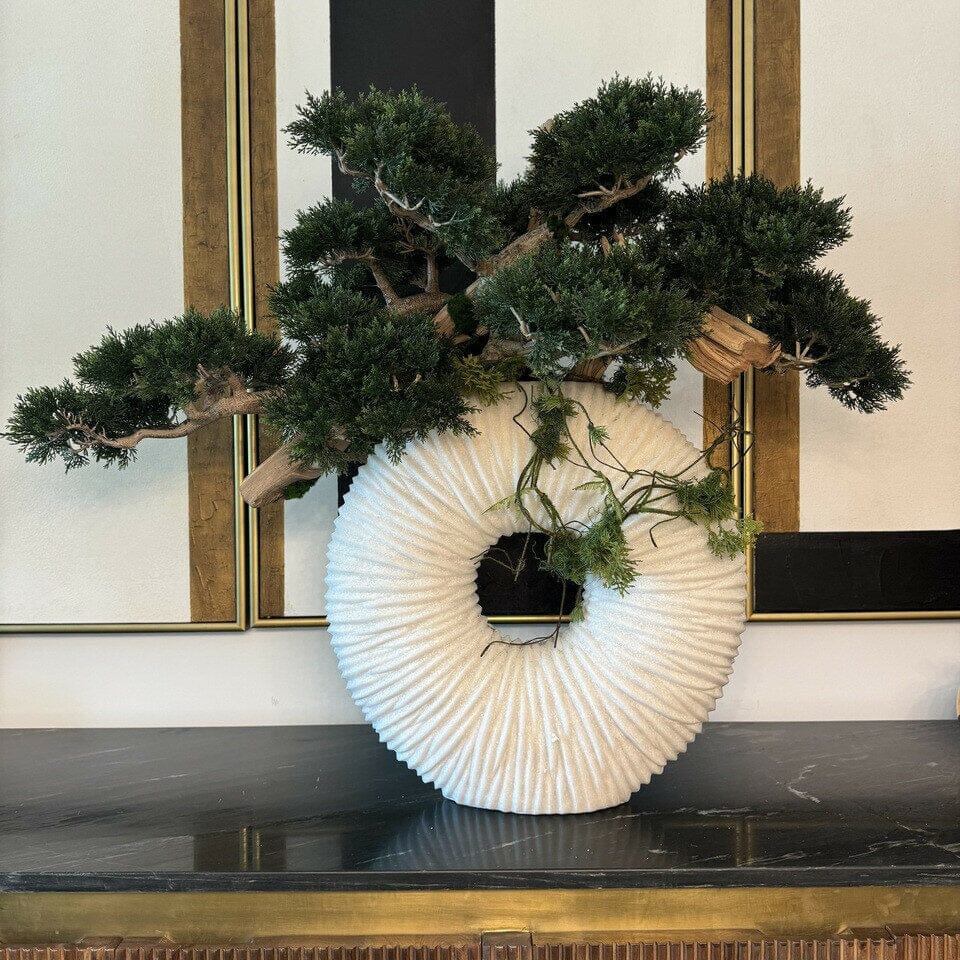Large Eternity Vase with Hanging Bonsai and Floating Wood