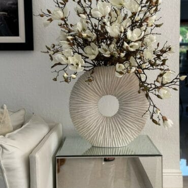 Large Eternity Vase with Magnolias and Floating Wood