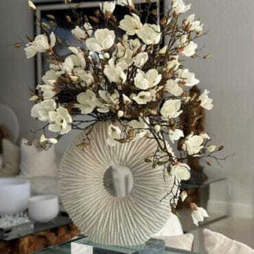 Large Eternity Vase with Magnolias and Floating Wood