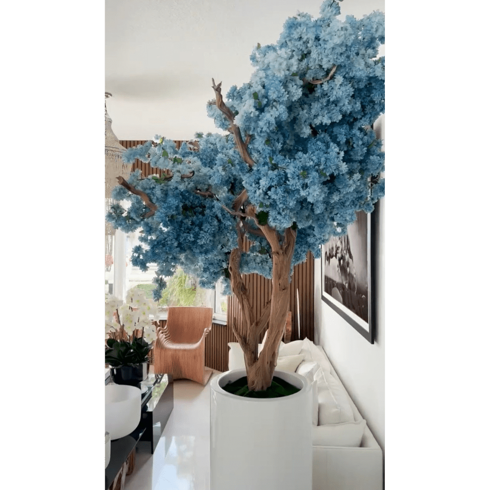 Matte White St. Tropez Vase with Blue Cherry Blossom Release