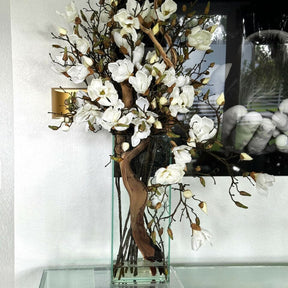 White Magnolia Vase in 20-Inch Tall Modern Home