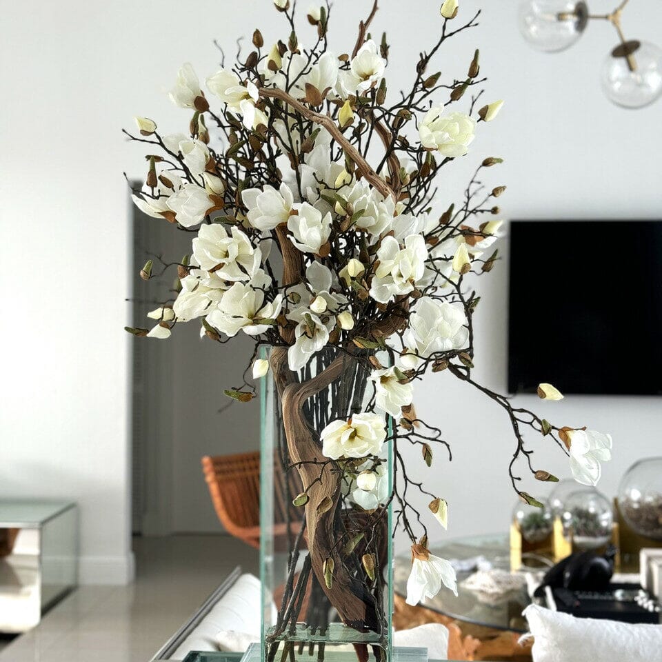 White Magnolia Vase in Modern Home 20"